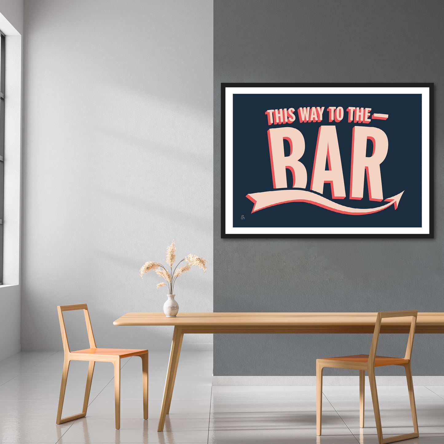 This Way To The Bar Print | Colour Option 